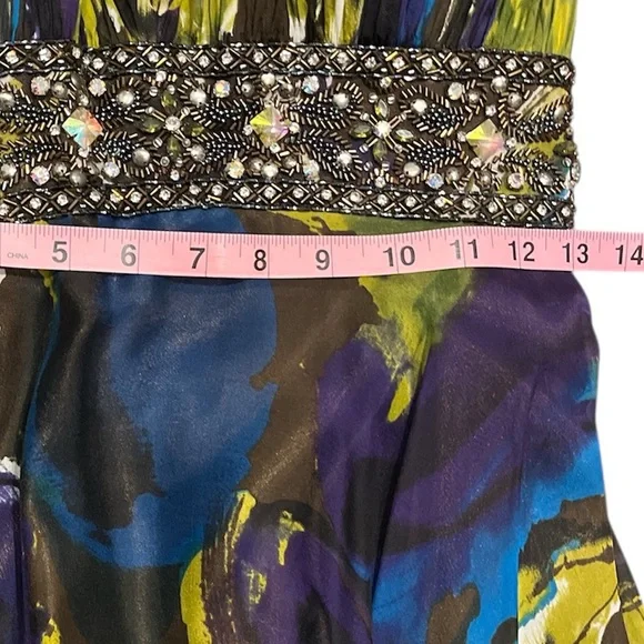 Tony Bowls Evenings Halter Dress Sz 6 Beaded Empire Waist Chiffon Cocktail Dress - Picture 10 of 13